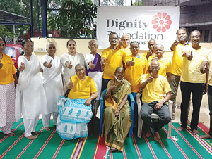 Senior citizens  celebrated World Yoga Day